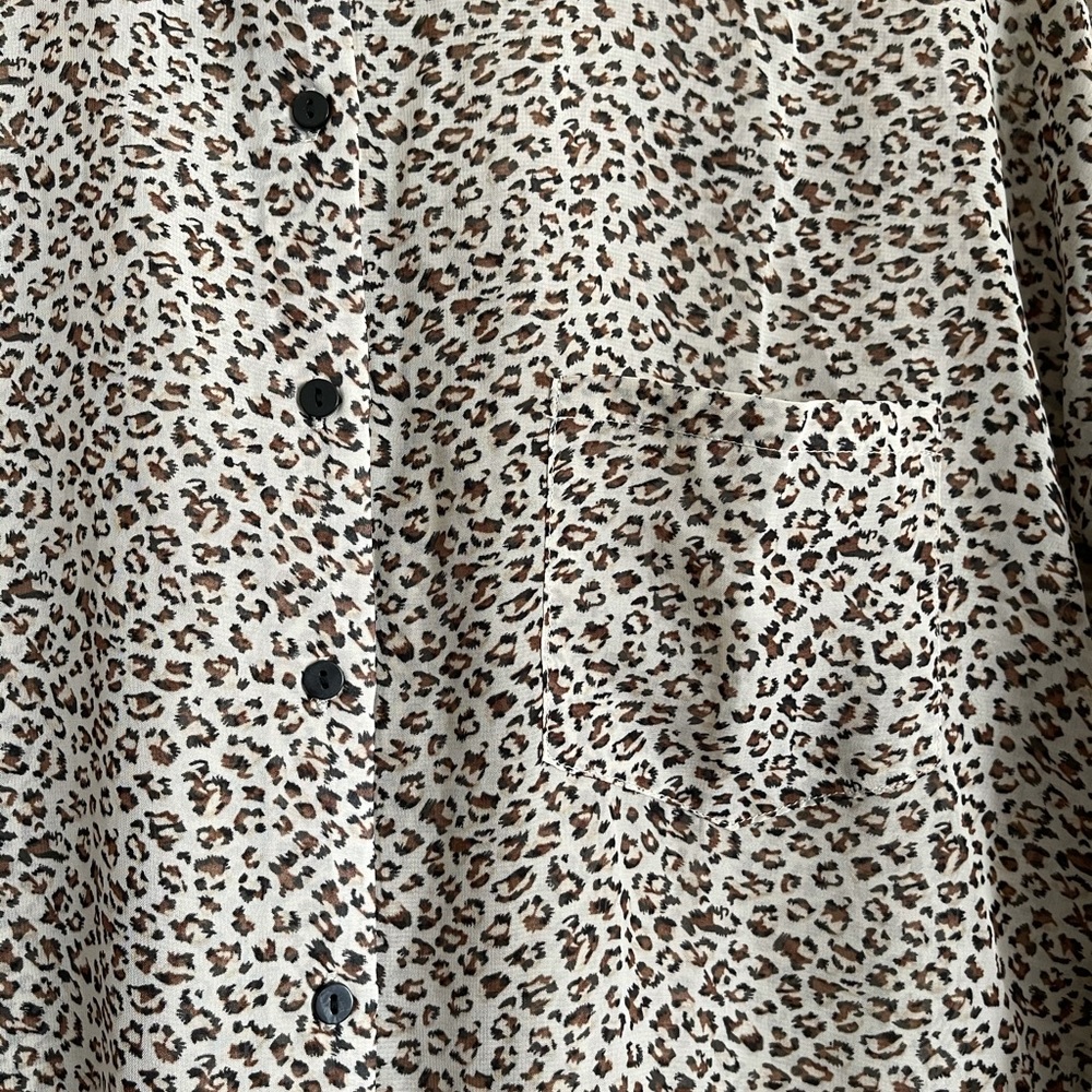 Mango Leopard Print Sheer Chiffon Button Down - image 4